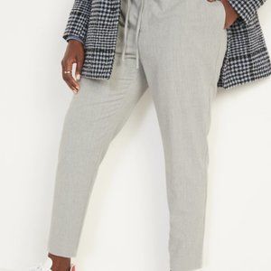 Old Navy Grey High-Waisted Brushed-Twill Ankle Pants